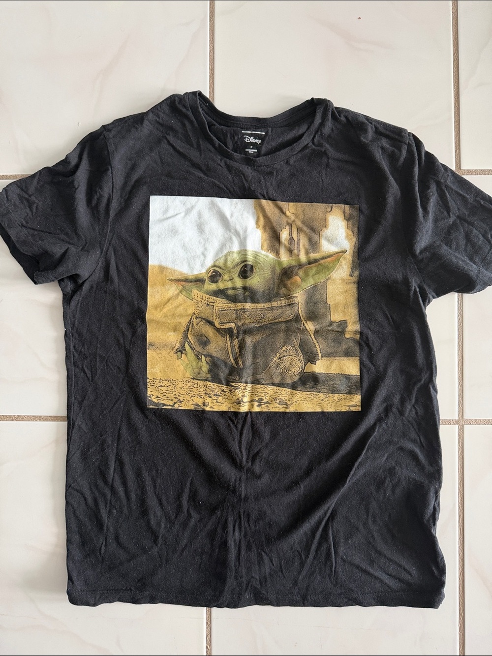 Old Navy Black Short Sleeve Tee with Baby Yoda Graphic